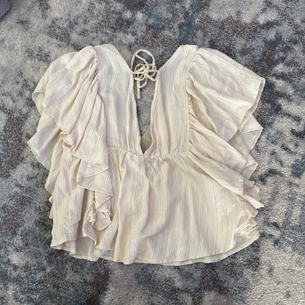 American Threads Cream Ruffled Blouse - Picture 2 of 3